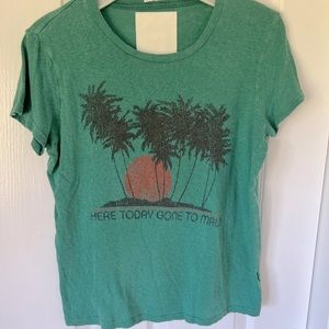 MOTHER Here Today Got To Maui geeen linen T shirt
